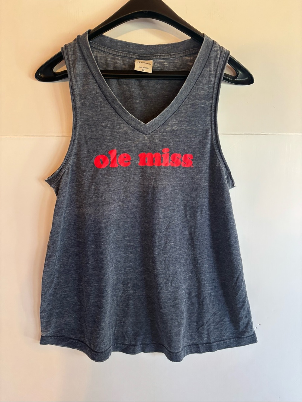 UGAPPAREL Women’s Ole Miss Logo Knit Tank Top Blue V-Neck Sleeveless, Size M